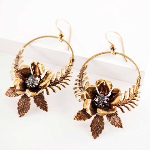 Black and gold dangle earrings