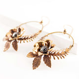Large hoop dangle earrings | Wreath earrings