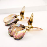 Big mother-of-pearl shell drops clip on earrings