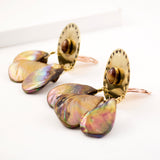 Big mother-of-pearl shell drops clip on earrings