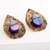 Big druzy earrings stud