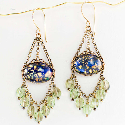 Blue chandelier earrings