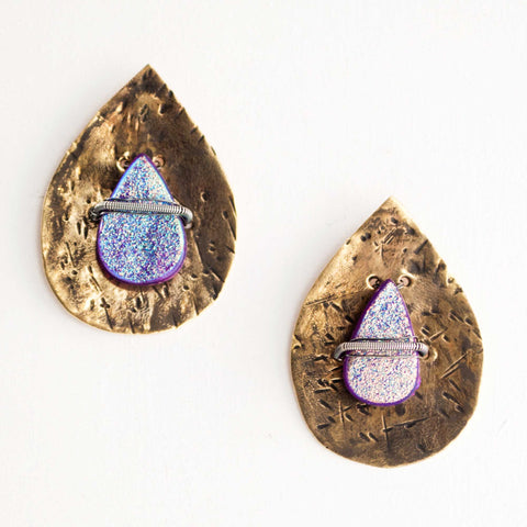 Pink druzy earrings