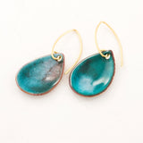Turquoise teal enamel teardrop earrings | Unique handmade dangles