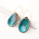 Turquoise teal enamel teardrop earrings | Unique handmade dangles