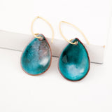 Turquoise teal enamel teardrop earrings | Unique handmade dangles