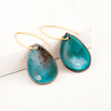 Turquoise teal enamel teardrop earrings | Unique handmade dangles