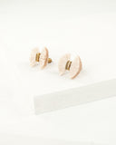 Fan earrings | dainty white stud earrings | fringe earrings