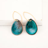 Turquoise teal enamel teardrop earrings | Unique handmade dangles