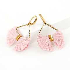 Dusty pink tassel earrings on sale