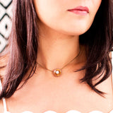 Burnt orange enamel flower choker necklace | Vintage style sparkly necklace