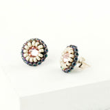Blush and gray stud earrings | unique small circle studs