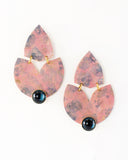 Blush pink blue statement earrings | brass tulip shaped dangles