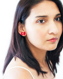 Red stud earrings | small fan stud earrings