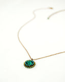 Emerald green swarovski delicate brass chain necklace