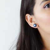 Blue gold stud earrings - Exquistry - 3