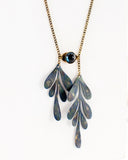 Leaf lariat necklace with blue stone