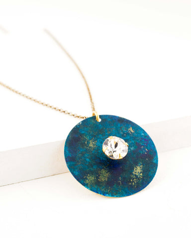 Blue green verdigris necklace