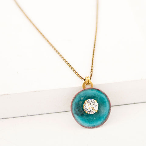 Sea blue dainty pendant necklace