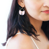 Light pink tassel earrings with bow shape fringe
