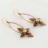 Crystal flower drop earrings