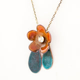 Orange teal green necklace