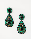 Black statement earrings | Green earrings | Gold earrings