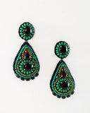 Black statement earrings | Green earrings | Gold earrings