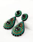 black and green earrings, handmade in seattle