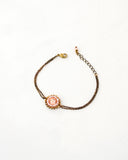 Dainty beaded peach and gold brass bracelet