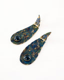 Paisley dangle earrings | blue statement earrings