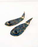 Paisley dangle earrings | blue statement earrings