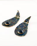 Paisley dangle earrings | blue statement earrings