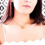 Mango yellow flower necklace | Choker necklace with clear crystal
