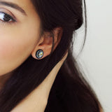 Abalone stud earrings | Unique gray small stud earrings