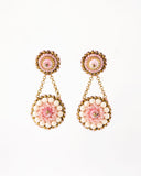 Vintage style pink gold beaded statement earrings