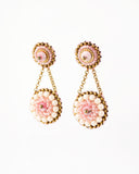 Vintage style pink gold beaded statement earrings