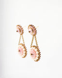 Vintage style pink gold beaded statement earrings