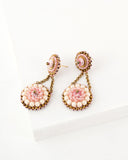 Vintage style pink gold beaded statement earrings