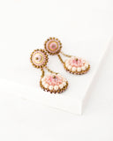 Vintage style pink gold beaded statement earrings