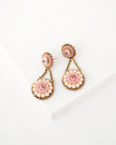 Vintage style pink gold beaded statement earrings