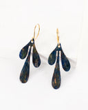 Leaf earrings with blue patina