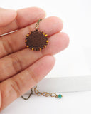 Vintage faux opal pendant necklace | Green brown gold necklace