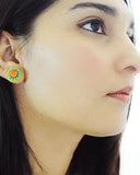 Orange yellow turquoise stud earrings | Swarovski earrings