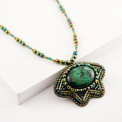 green beaded necklace