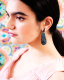Paisley dangle earrings | blue statement earrings