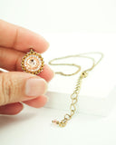 Peach swarovski brass chain delicate necklace