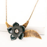 Dark gray flower necklace