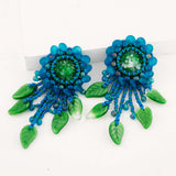 Teal statement earrings