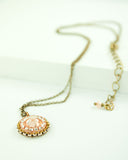 Peach swarovski brass chain delicate necklace